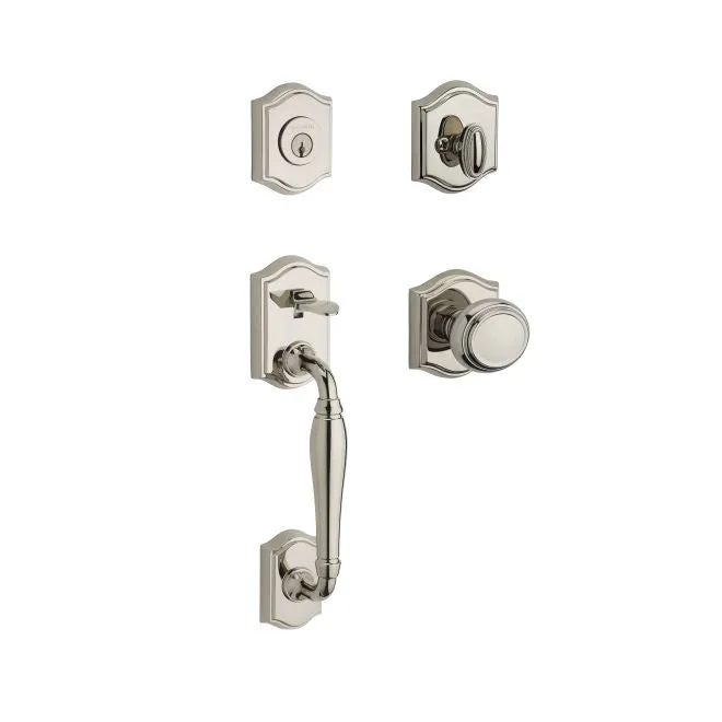 Baldwin Reserve Westcliff Handleset Traditional Knob and Traditional Arch Rose