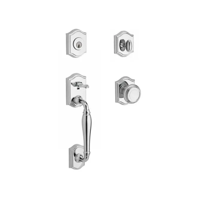 Baldwin Reserve Westcliff Handleset Traditional Knob and Traditional Arch Rose