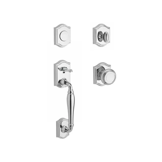 Baldwin Reserve Westcliff Handleset Traditional Knob and Traditional Arch Rose