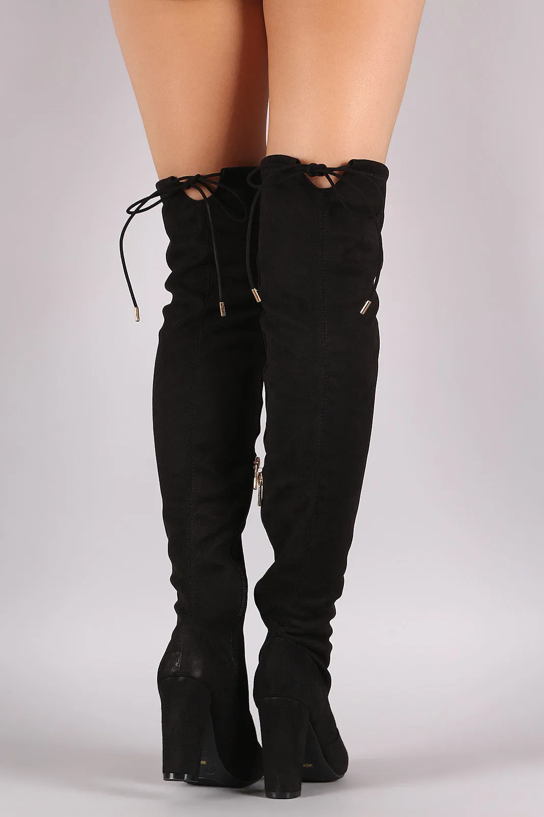 Bamboo Fitted OTK Chunky Heel Boots