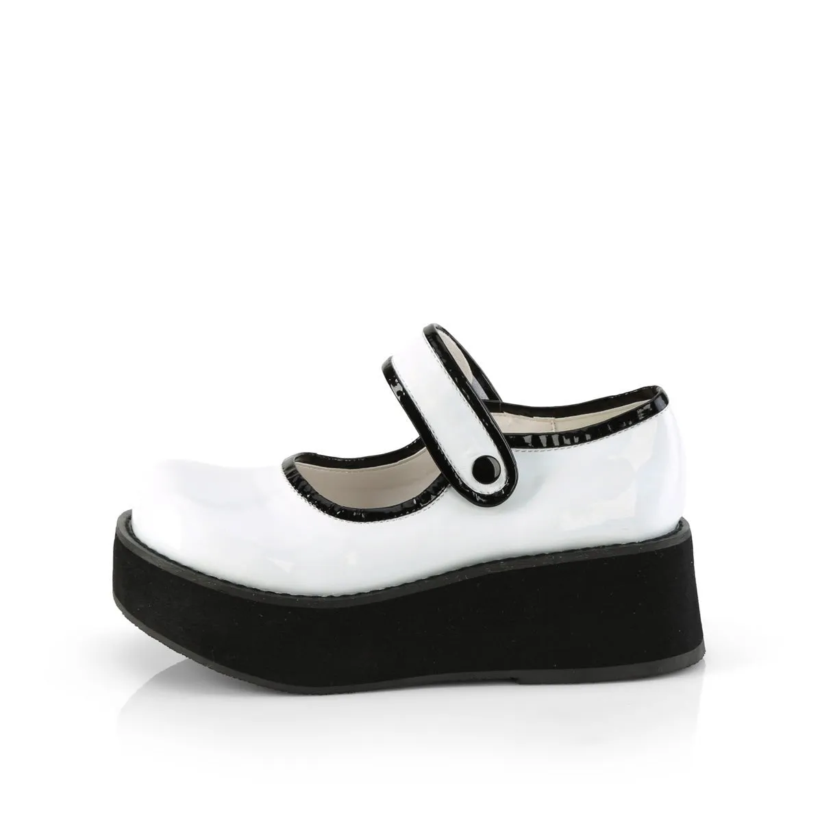 Demonia SPRITE-01 | White Holographic Patent Mary Janes