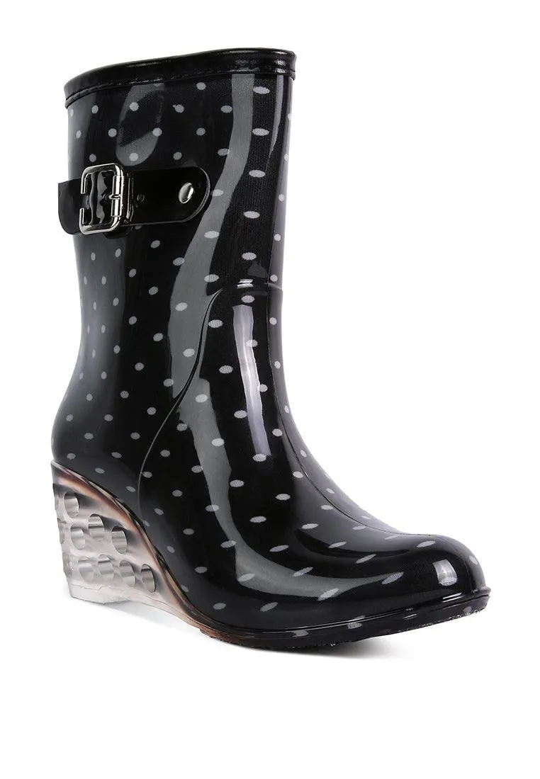 drench clear wedge rainboots