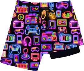 Idgreatim 5-16T Boys Swim Trunks with Compression Liner Summer Beach Quick Dry Swimsuit Bathing Suit