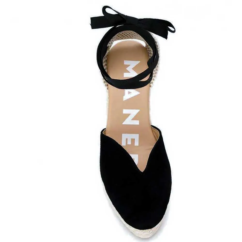 Manebì heart shaped wedge espadrilles black