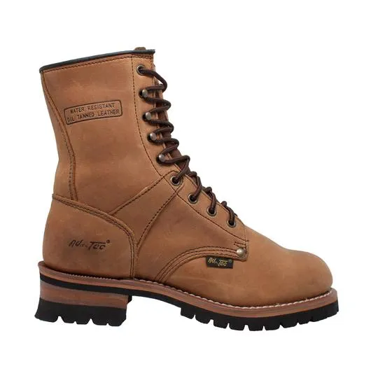 Men's 9" Brown Steel Toe Logger Leather Boots