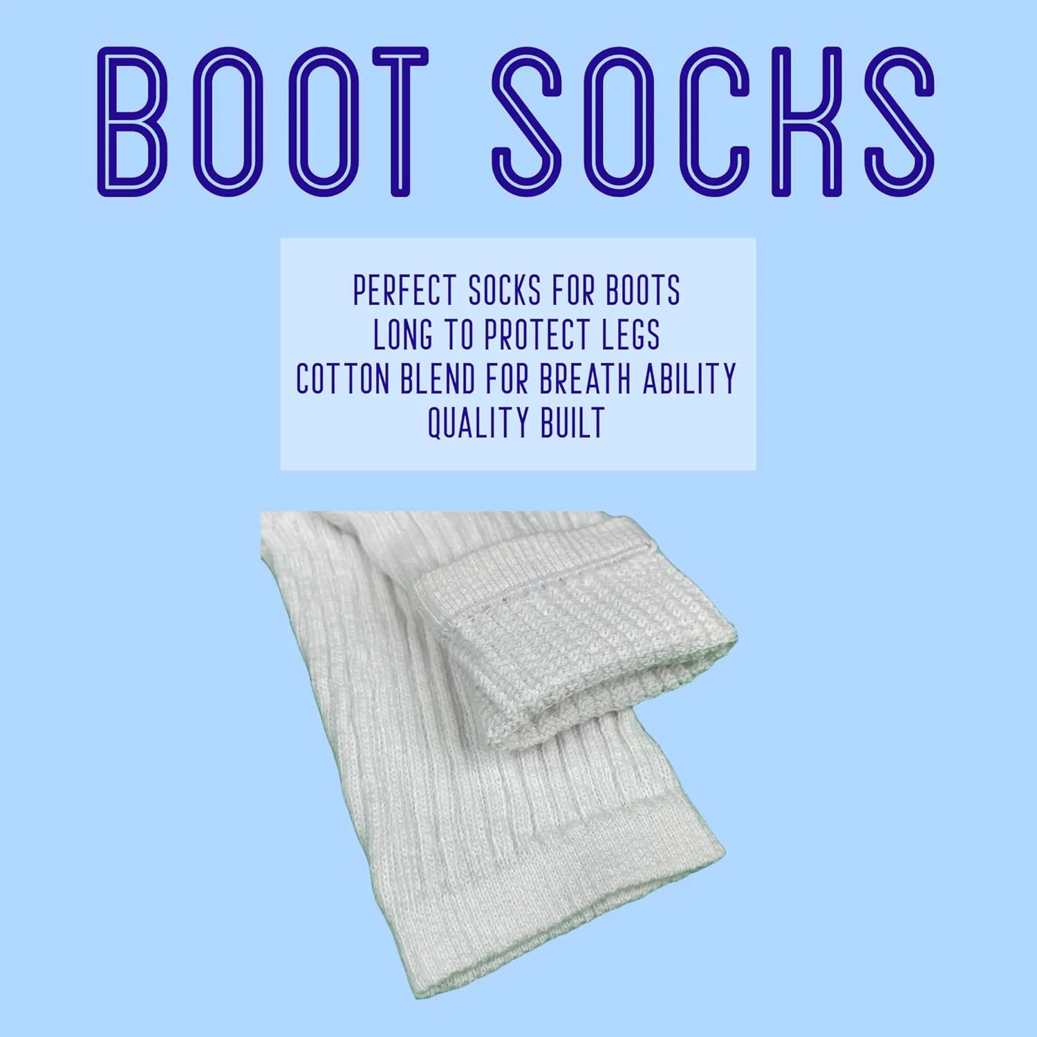 Mens White Tube Socks for Men - Mens Over the Calf Socks - Knee High Long Socks Size 13-17