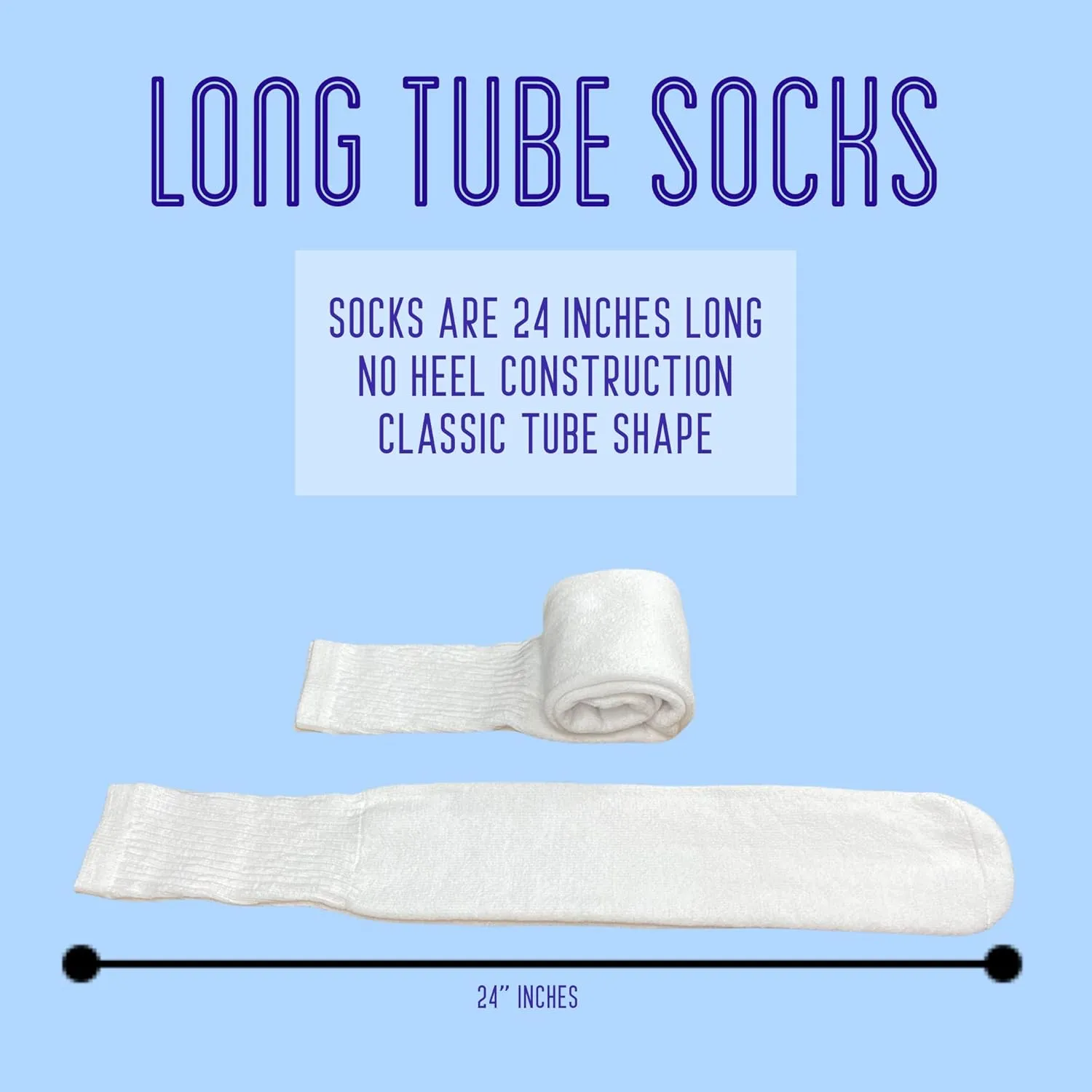 Mens White Tube Socks for Men - Mens Over the Calf Socks - Knee High Long Socks Size 13-17