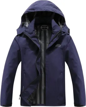 OTU Men's Lightweight Waterproof Hooded Rain Jacket Outdoor Raincoat Shell Jacket for Hiking Travel