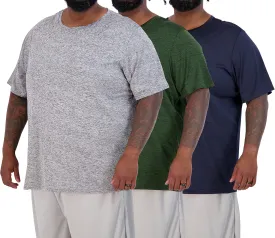 Real Essentials 3 Pack: Men??s Big & Tall Tech Stretch Long-Sleeve & Short-Sleeve Dry-Fit T-Shirt (3XT-5XT)