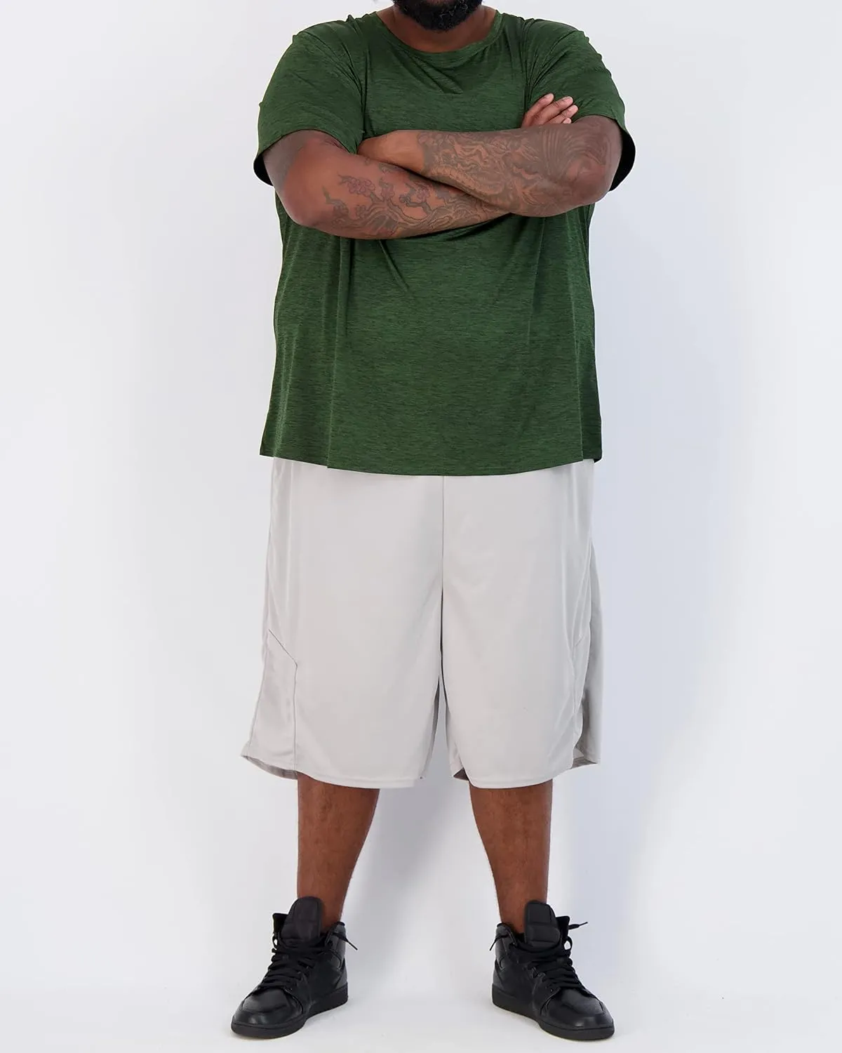 Real Essentials 3 Pack: Men??s Big & Tall Tech Stretch Long-Sleeve & Short-Sleeve Dry-Fit T-Shirt (3XT-5XT)