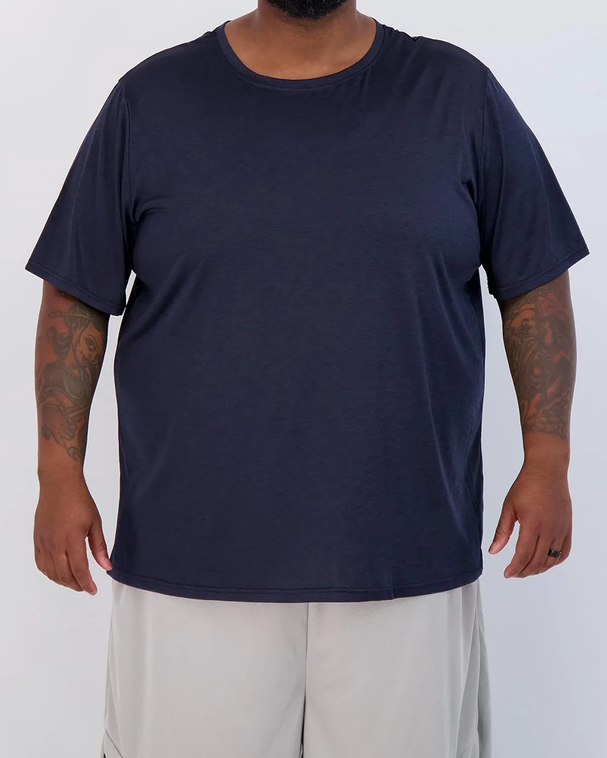 Real Essentials 3 Pack: Men??s Big & Tall Tech Stretch Long-Sleeve & Short-Sleeve Dry-Fit T-Shirt (3XT-5XT)