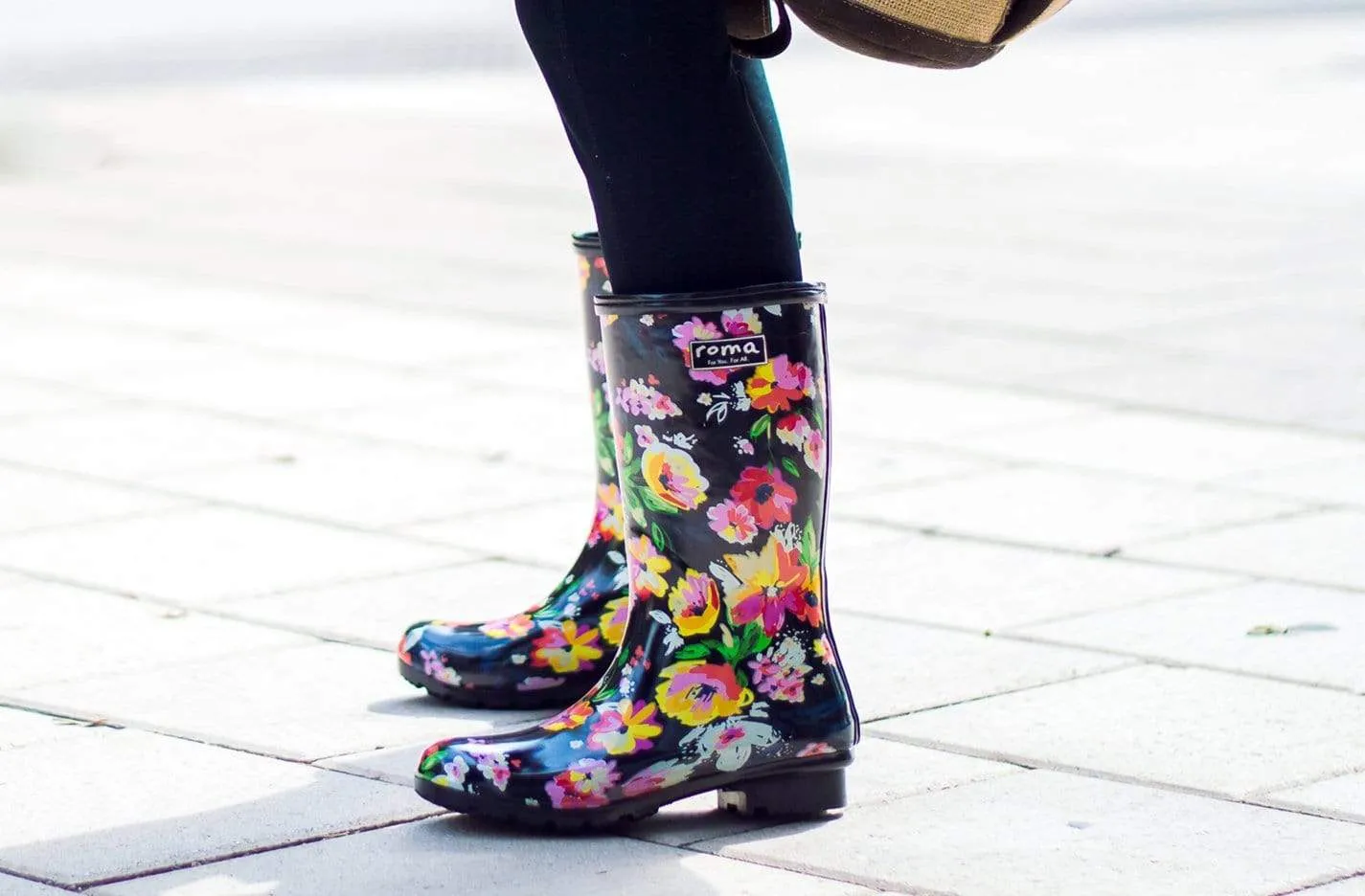 Roma Black Floral Boots