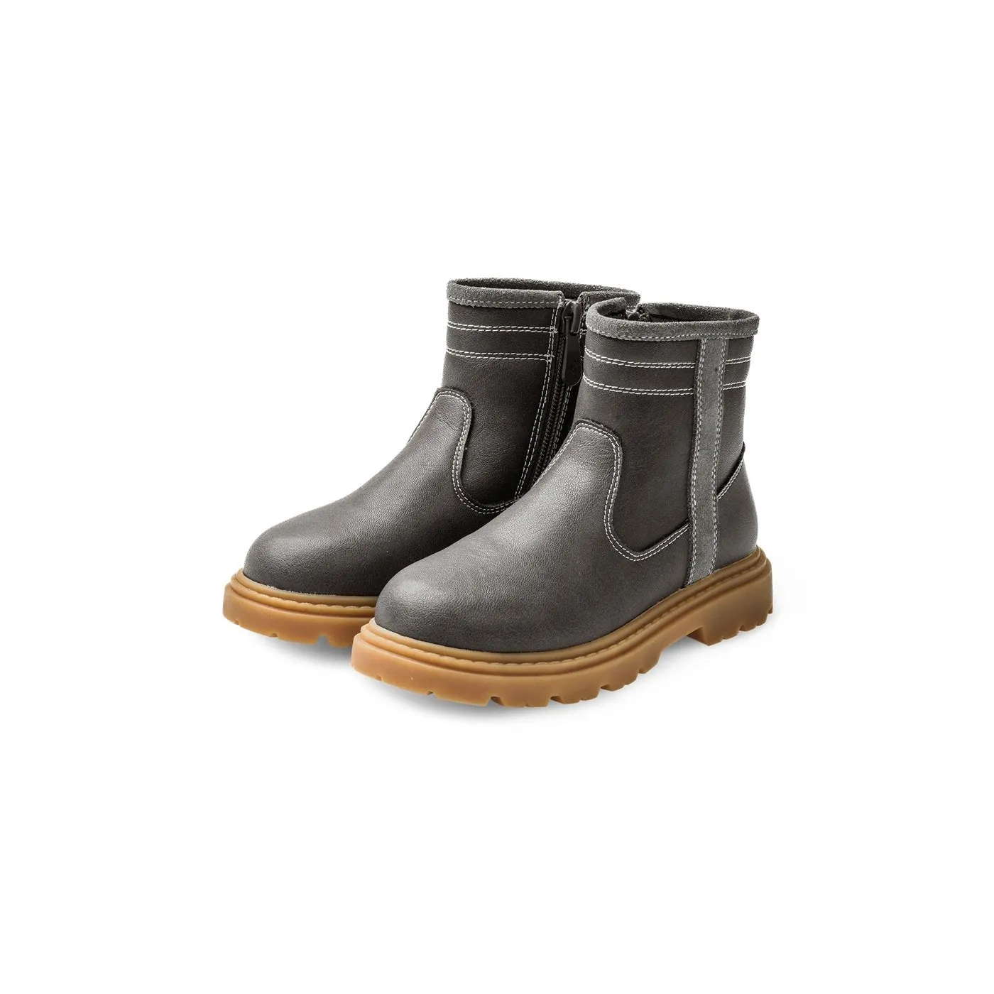 Trim Line Side Zip Anti-slip Kids Charcoal Casual Boots