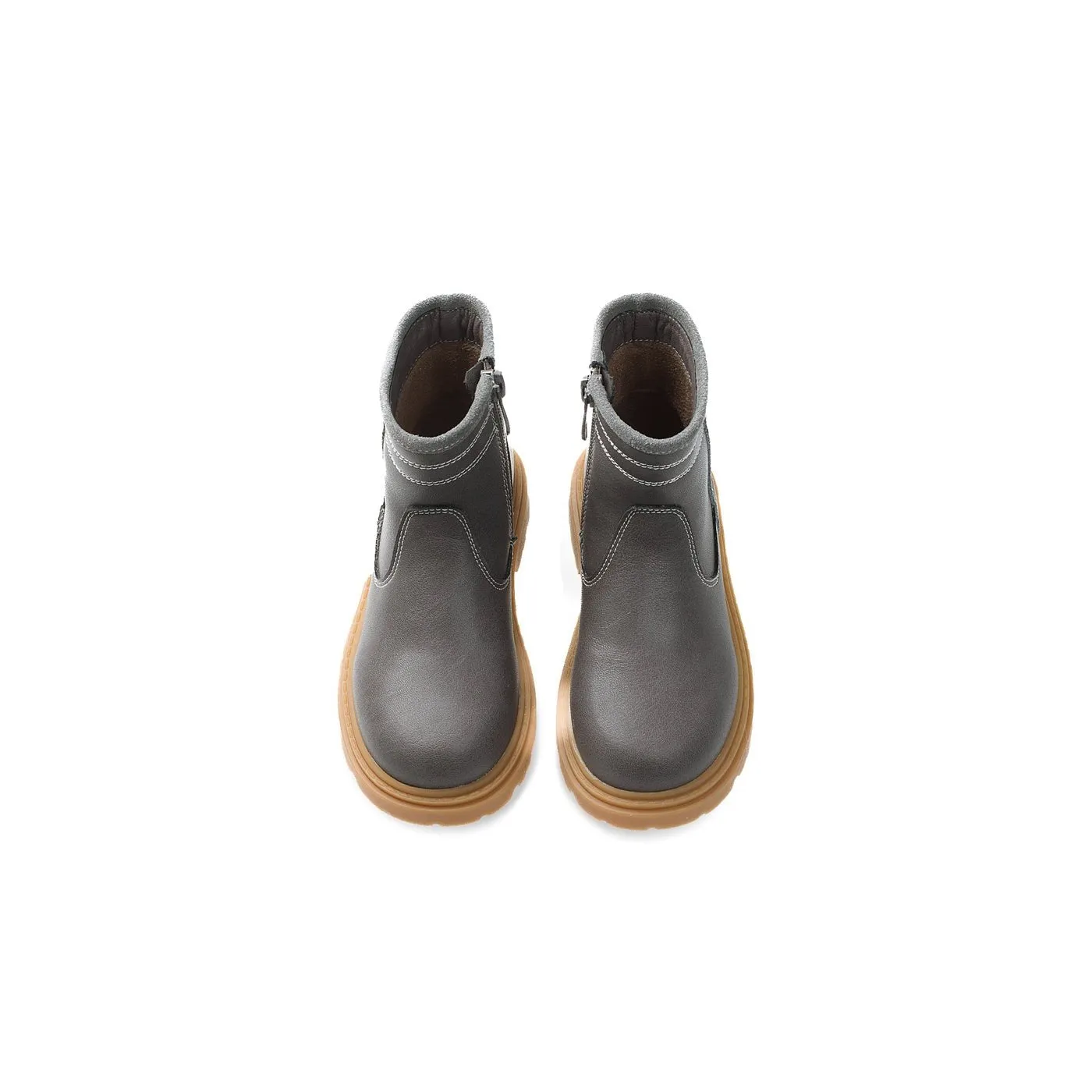 Trim Line Side Zip Anti-slip Kids Charcoal Casual Boots