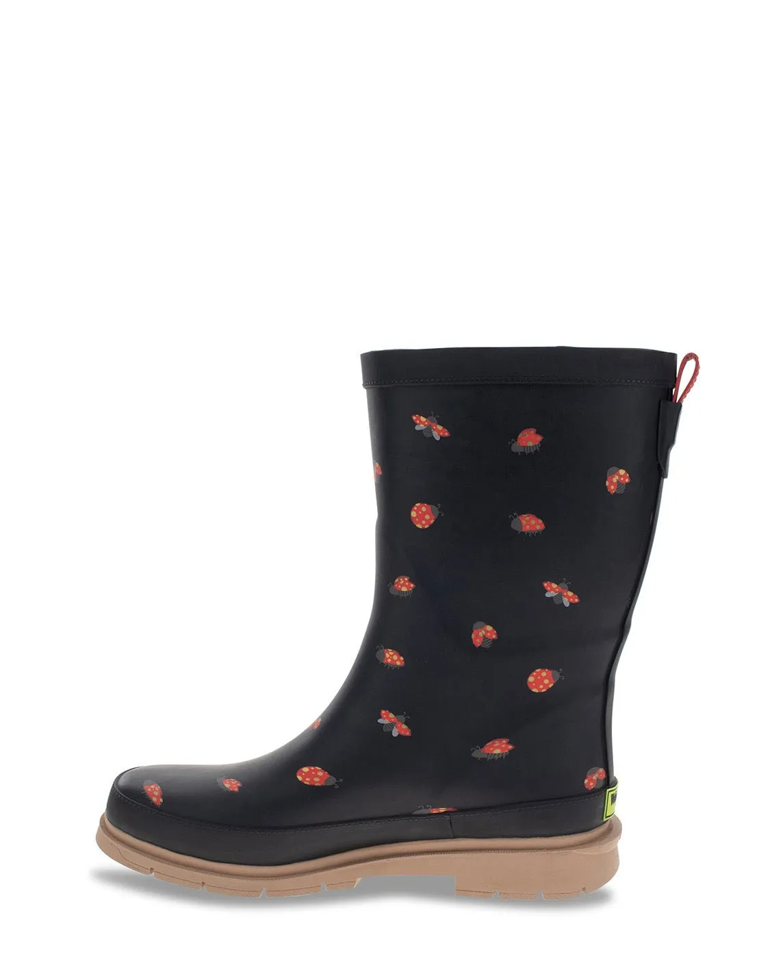 Women's Lucky Ladybug Mid Rain Boot - Black