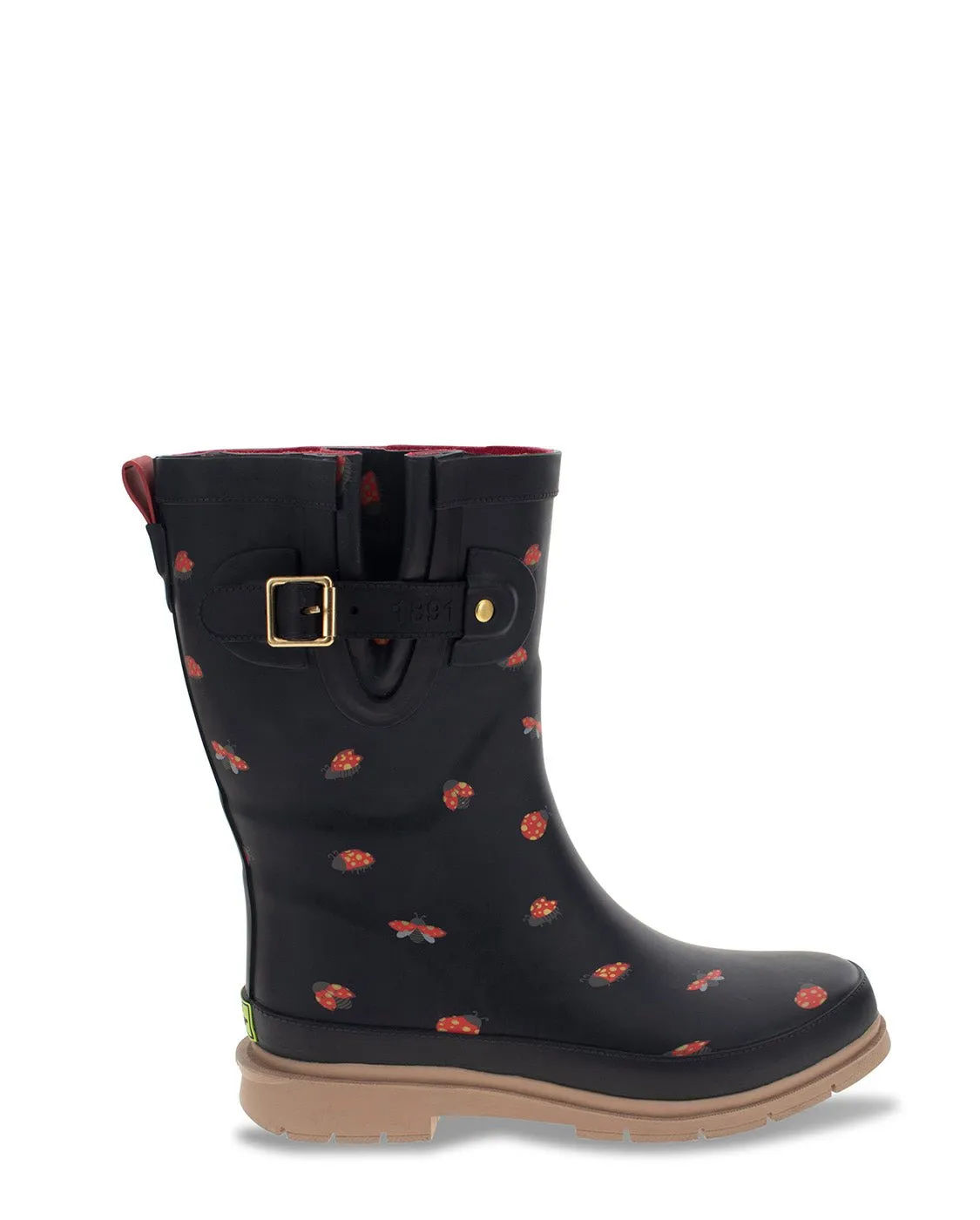 Women's Lucky Ladybug Mid Rain Boot - Black